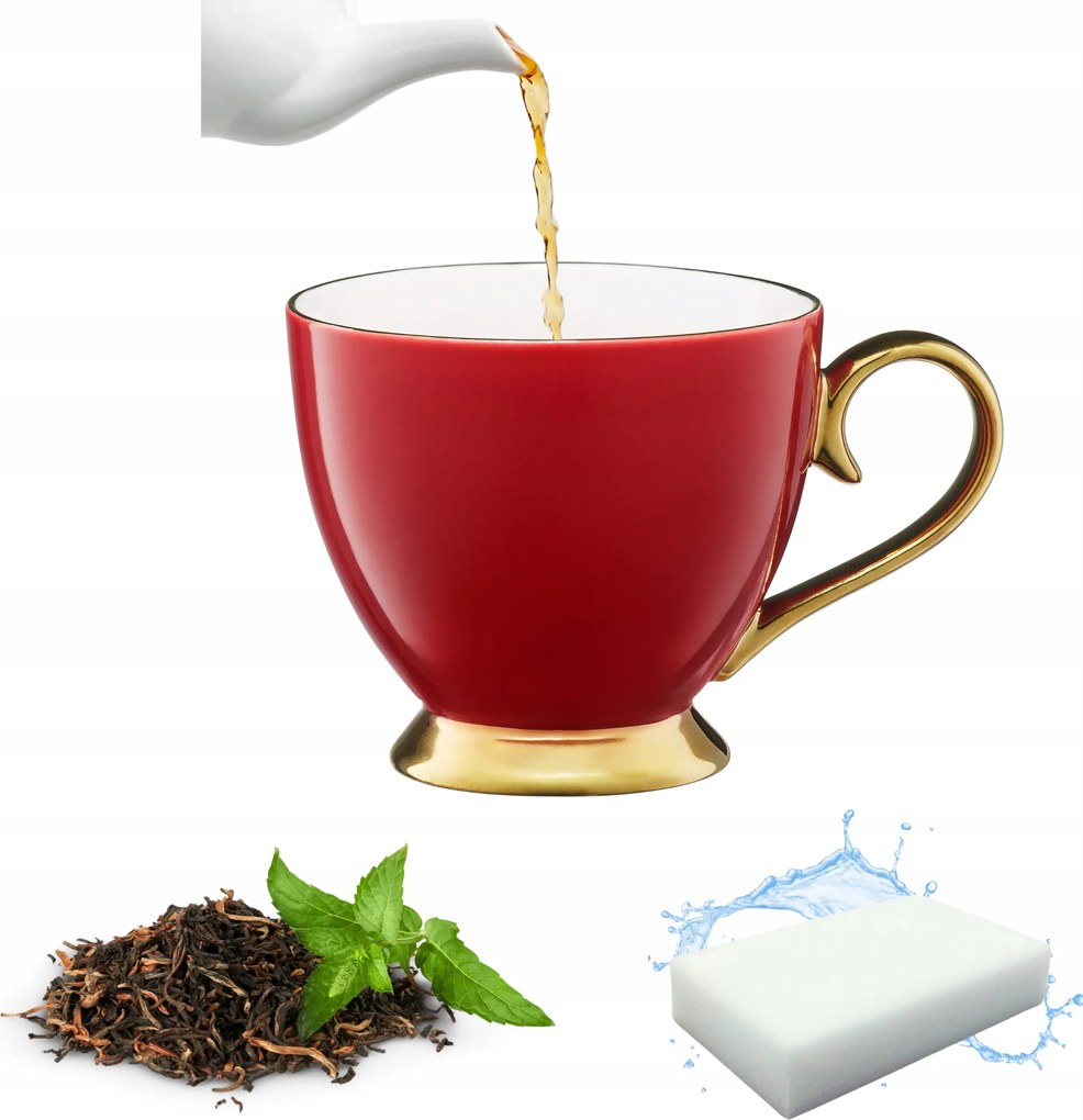 Bögre Nagy Kávé Tea Porcelán Pohár 400ML Arany Elegáns Vonal