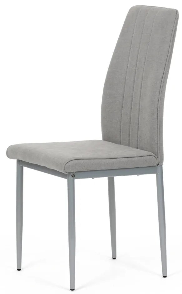 Scaun de sufragerie, tapițerie din material textil de culoarea trufei, picioare din metal gri