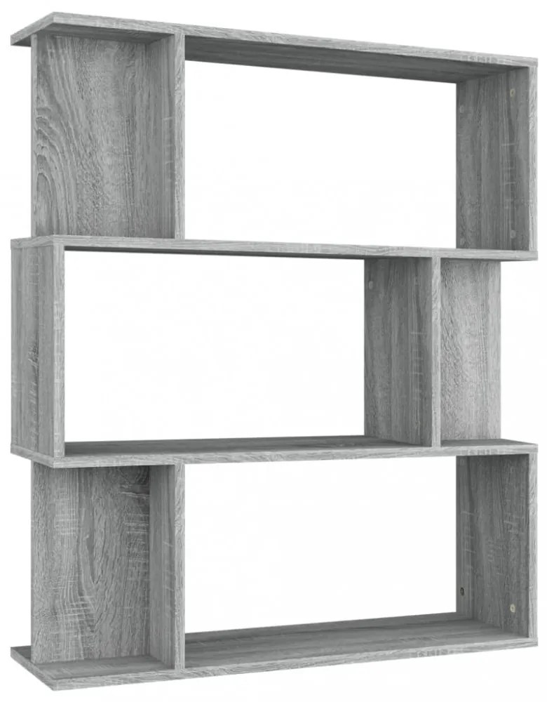szürke sonoma színű fa könyvszekrény/térelválasztó 80x24x96 cm