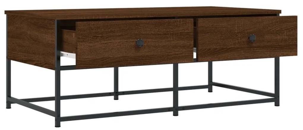 Barna tölgyszínű szerelt fa dohányzóasztal 100 x 51 x 40 cm