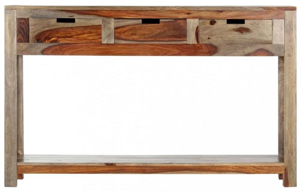 tömör kelet-indiai rózsafa tálalóasztal 3 fiókkal 120x30x75 cm