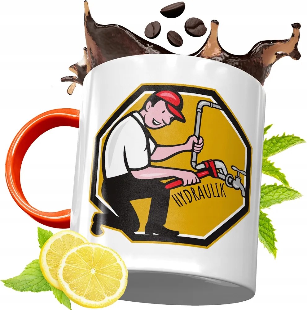 Narancssárga Bögre Vízvezeték Szerelőnek Ajándék fényképes nyomattal