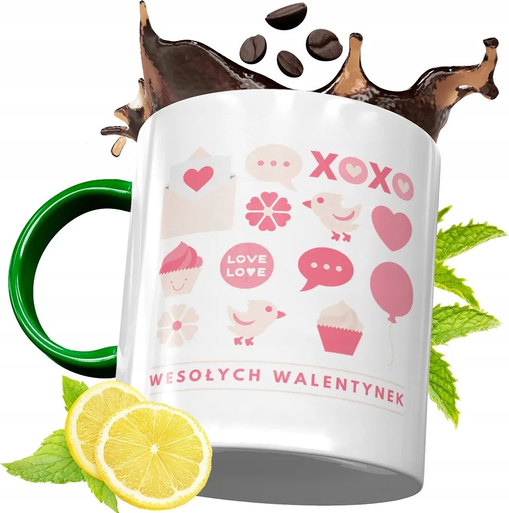 Zöld Bögre Valentin Napra Szerelmeseknek fényképes nyomtatással