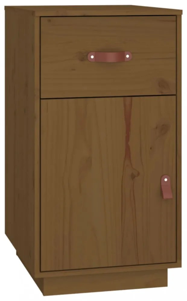 vidaXL mézbarna tömör fenyőfa íróasztal szekrényekkel 135 x 50 x 75 cm