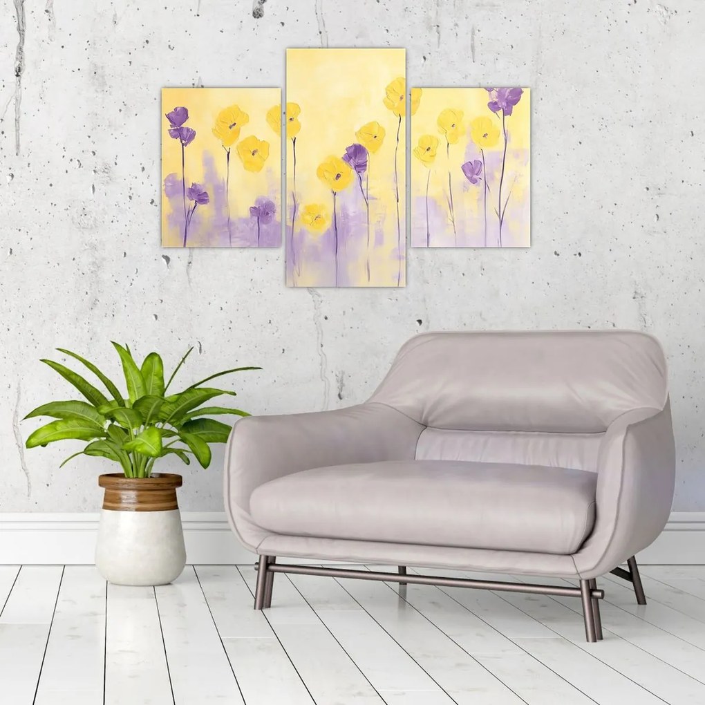 Kép - Lila és sárga virágok (90x60 cm)