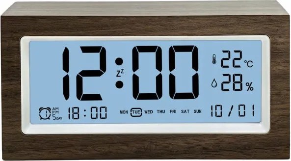 Barna Óra Digitális Ébresztőóra Jvd SB2896 Hőmérő Higrométer Három Riasztás