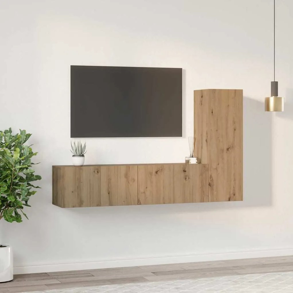 TV szekrény garnitúra 3 pcs kézműves tölgy 60 x 30 x 30 cm