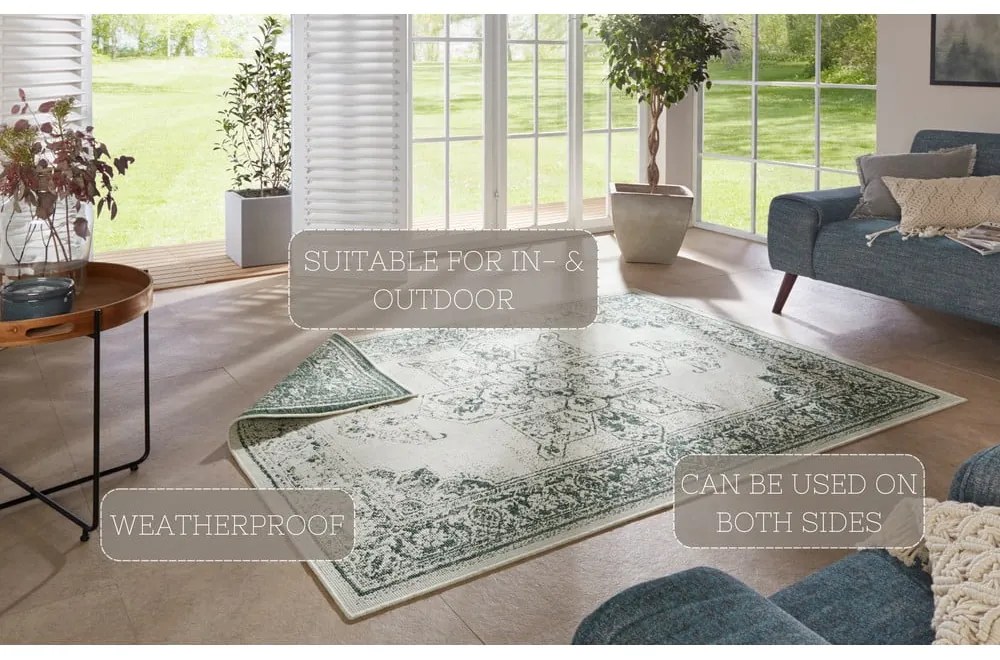 Borbon zöld-krémszínű kültéri szőnyeg, 160 x 230 cm - NORTHRUGS