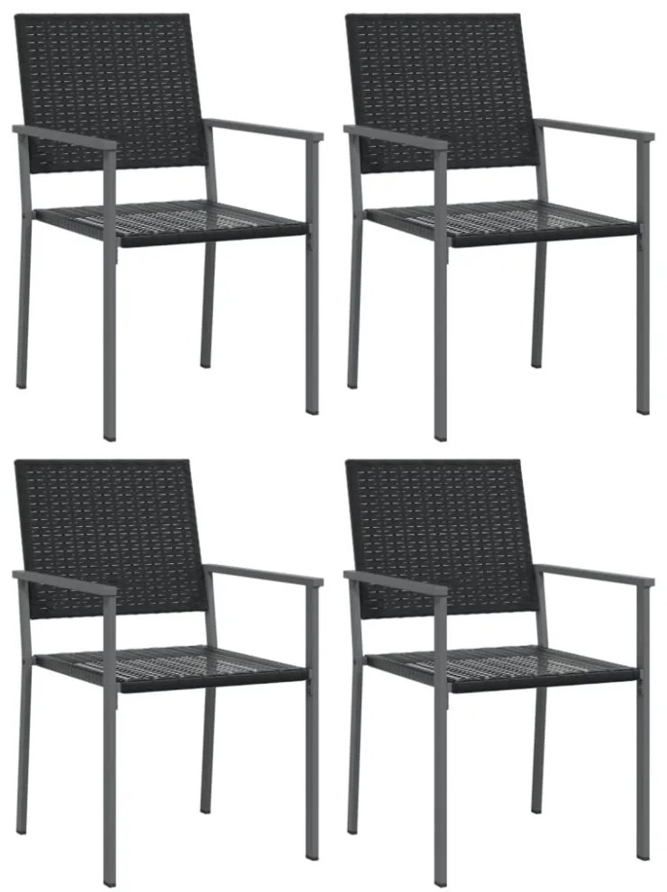 4 db fekete polyrattan kerti szék párnával 54x62,5x89 cm