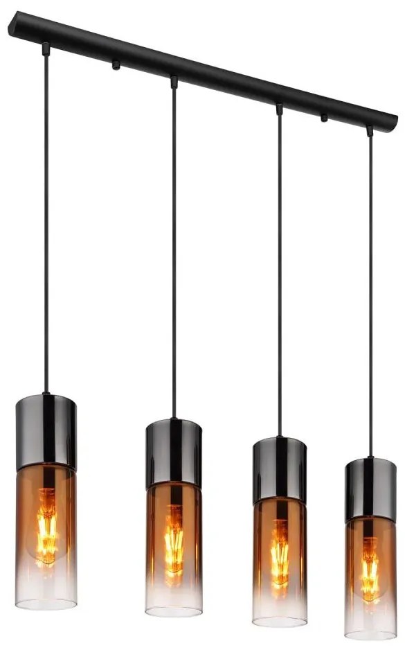 Globo 21000-4HG - Csillár zsinóron ANNIKA 4xE27/25W/230V fekete/réz