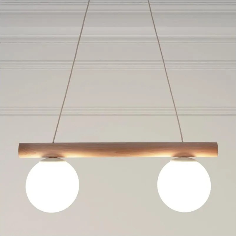 Kábeles függőlámpa WOODSTOCK 2xE27/15W/230V fa/krémszínű