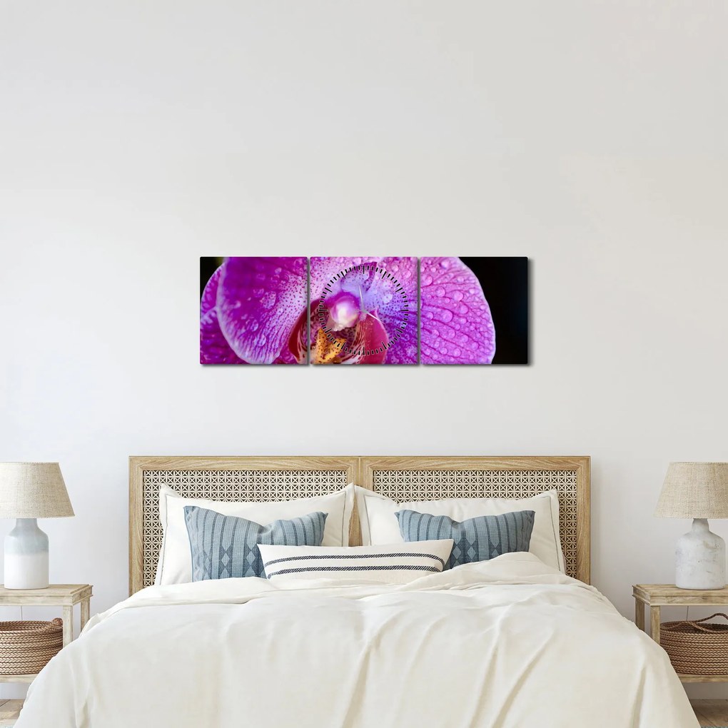 Részletes kép az orchidea virágról (órával) (90x30 cm)