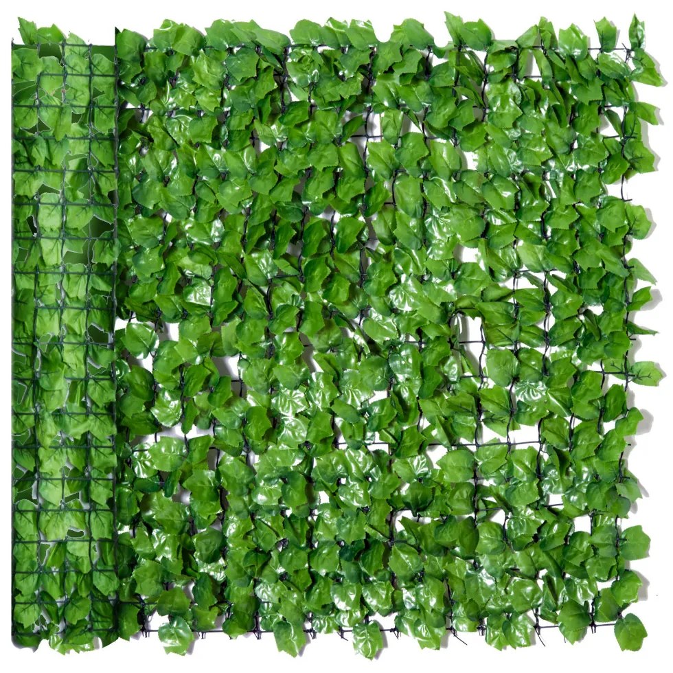 Műsövény belátásgátló, faldekoráció világoszöld 300 x 100 cm