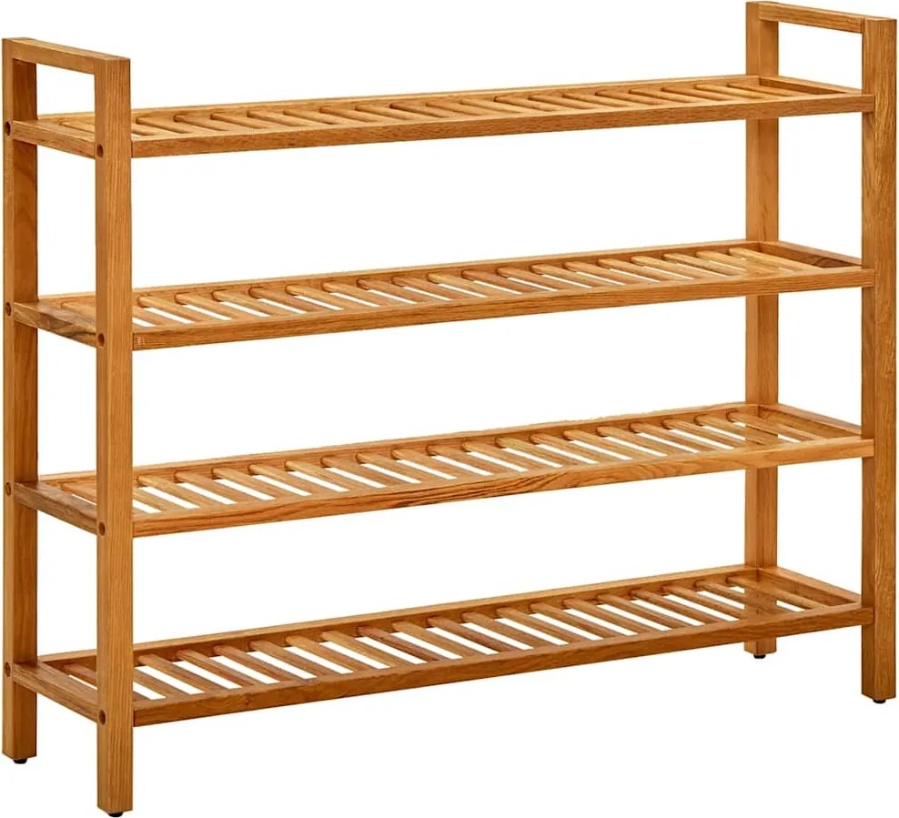 vidaXL tömör tölgyfa cipőtartó 4 polccal 100 x 27 x 80 cm
