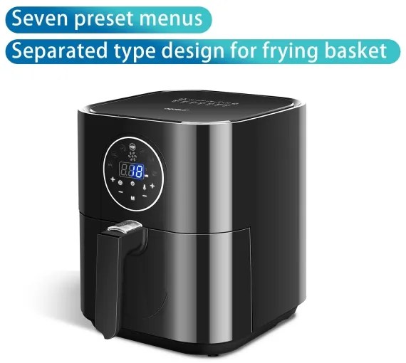 Aigostar - Forró levegős sütő 1500W/230V 3,5l fekete