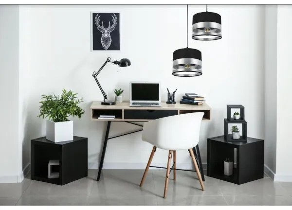 Csillár zsinóron MILO 2xE27/60W/230V ezüst/fekete