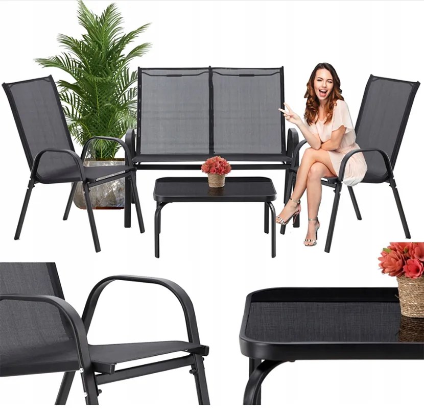 Kerti bútor szett - fekete