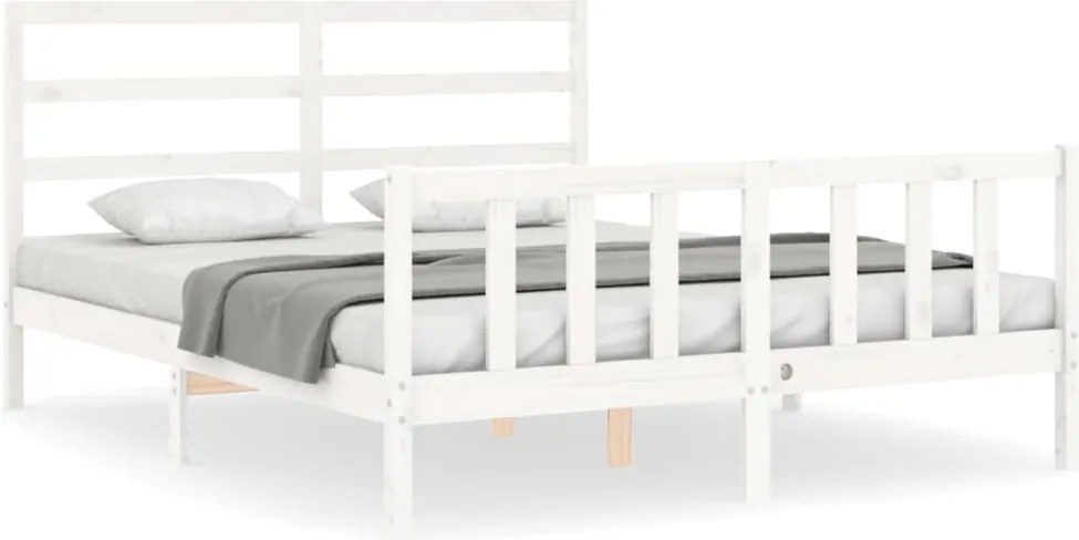 vidaXL fehér tömör fenyőfa ágy matrac nélkül 160 x 200 cm