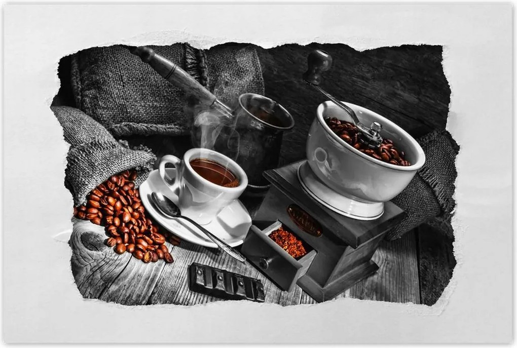 Poszterek 90x60 Fekete-fehér kávé fotó