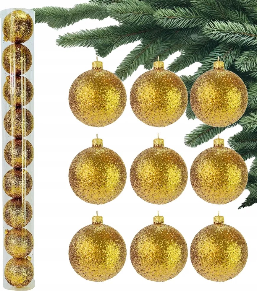 Arany Karácsonyfa Díszek Karácsonyfa Gömb Szett 9 db 6cm-es Csillámos Dísz