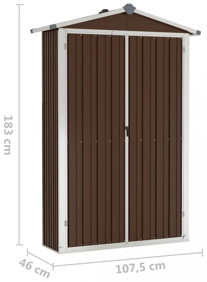 barna horganyzott acél kerti fészer 116x45x175 cm