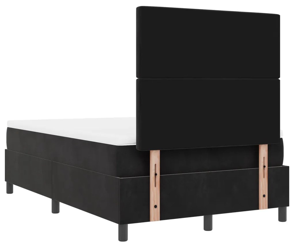 Box Spring Ágy Mattal és LED Fekete 120x190 cm Bársony