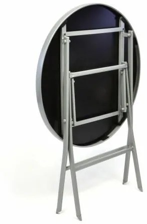 Kerti bisztróasztal üveg lehajtható asztallappal ezüst