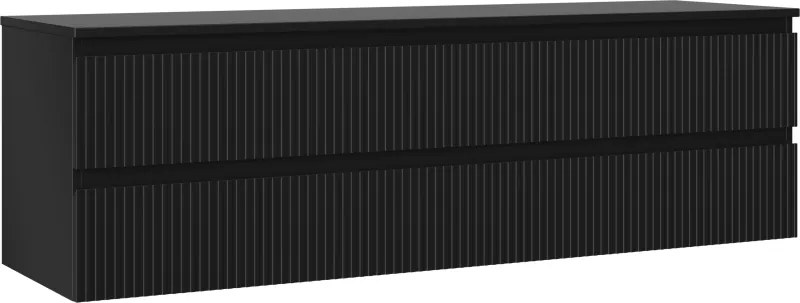 Mexen Rivel 160 cm-es mosdópultos fürdőszobaszekrény, 2 fiókos, bordázott, fekete matt - 91A20-16047-2-BFFC71