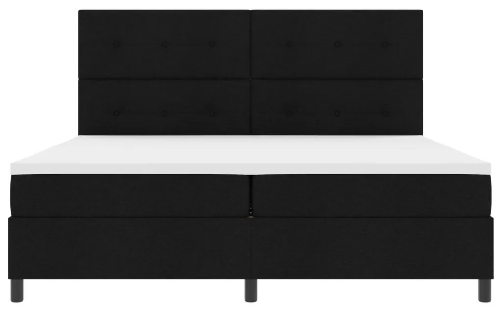 Rugós ágy matraccal és LED fényekkel, Fekete, 200 x 200 cm, Szövet