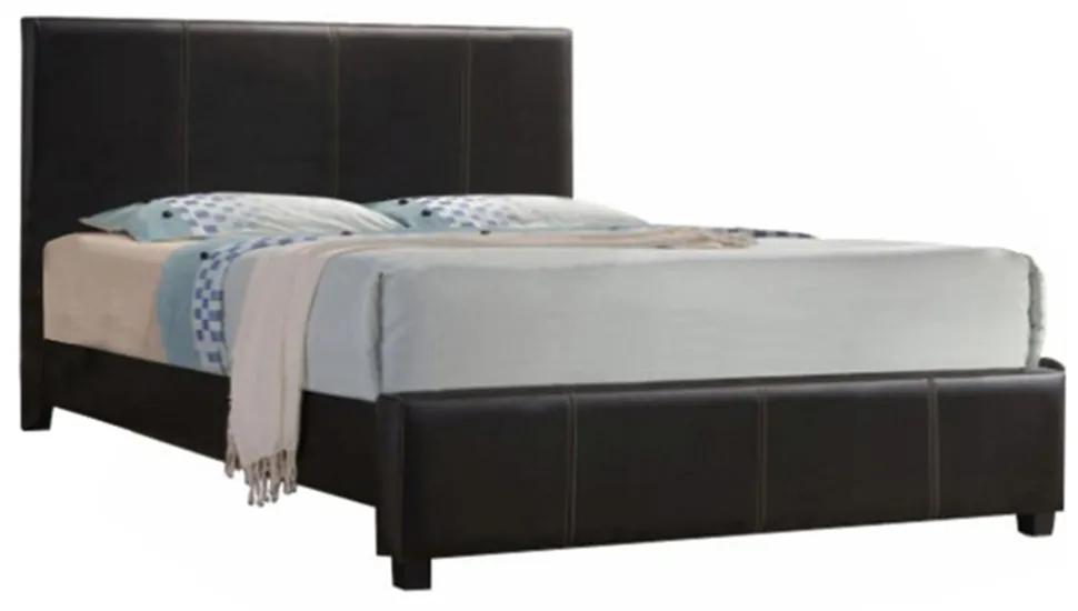 Dupla ágy, sötétbarna textilbőr, 180x200, ATALAYA