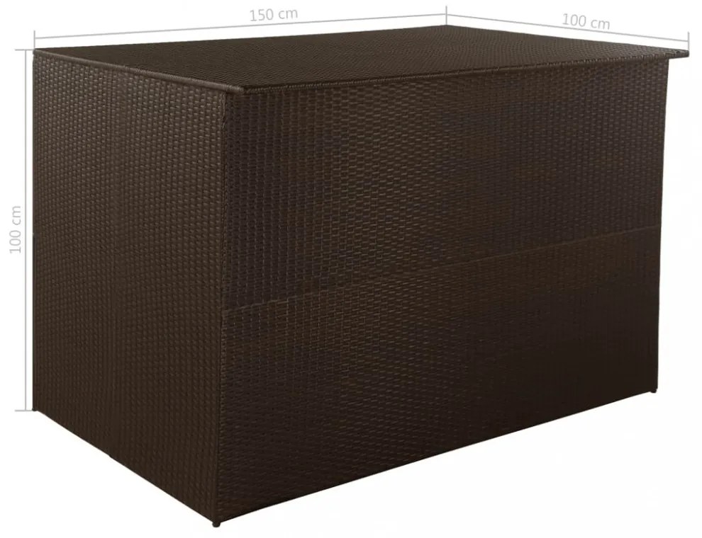 barna polyrattan kerti tárolóláda 150 x 100 x 100 cm