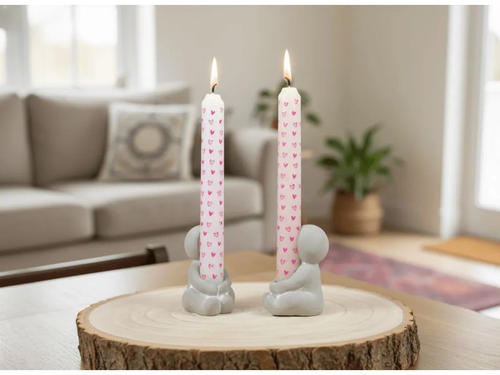 2 db kerámia gyertyatartó szett IDEAS 4 SEASONS, rózsaszín