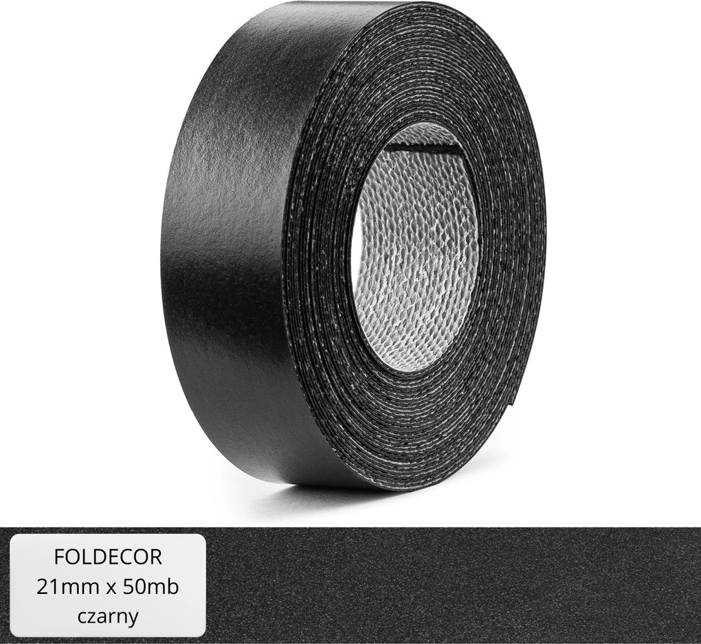 Bútorszegély ragasztóval melamin furnér fekete 21 mm 50 mb