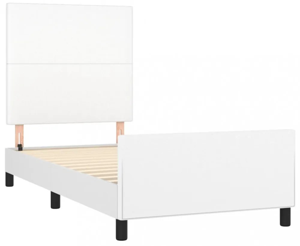 fehér műbőr ágykeret fejtámlával 80 x 200 cm