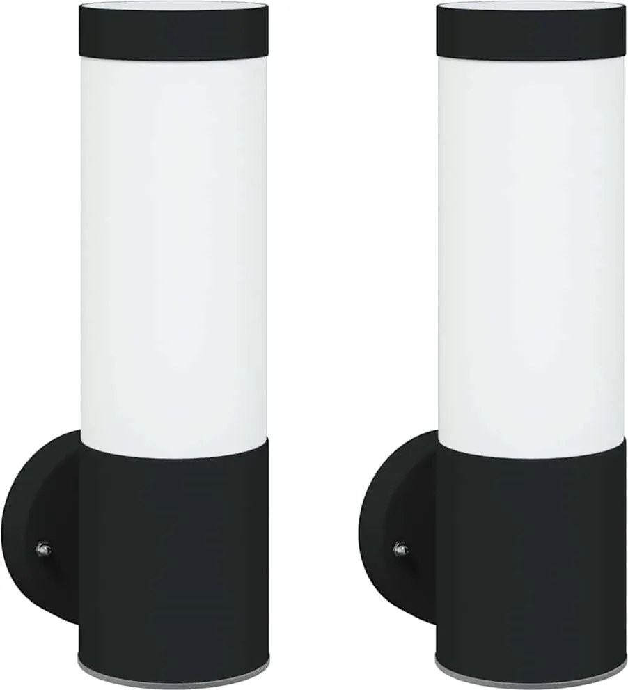 vidaXL Kültéri Fali Lámpa 2 pcs Fekete 12 x 8,5 x 27 cm