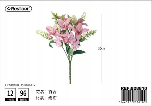 Virágos liliomcsokor rózsaszín nem szőtt anyagból