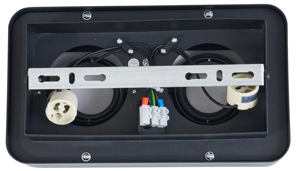 Lekerekített felületre szerelhető spotlámpa fekete 2-lámpás forgatható és dönthető - Dox