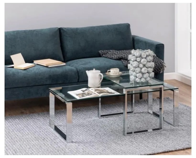 Katrine 2 db-os ezüstszínű dohányzóasztal szett - Actona