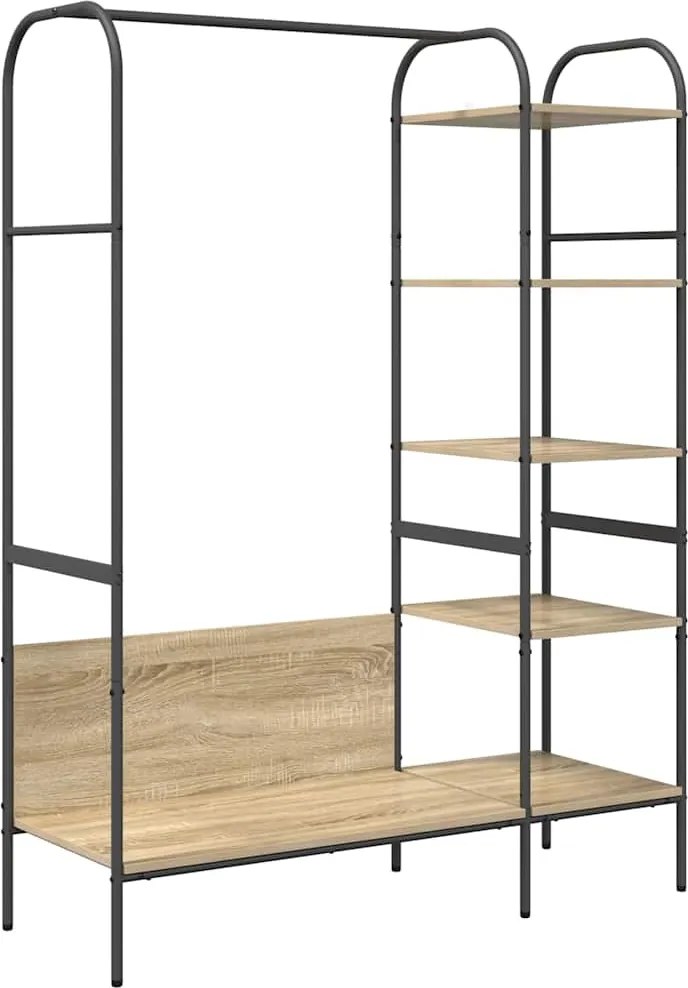 vidaXL Ruhafogó polcokkal tárolóval Barna 120 x 44 x 160 cm Faanyag