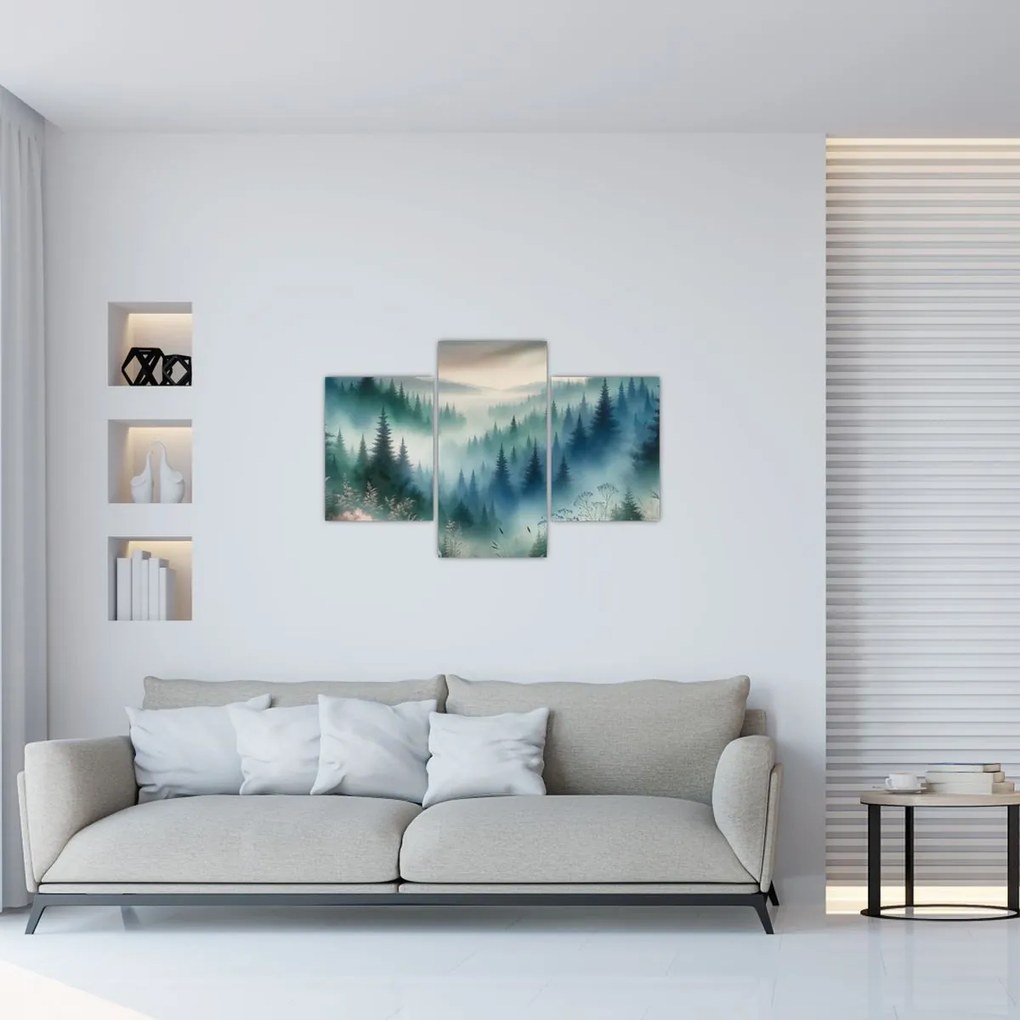Kép - Erdős táj köddel (90x60 cm)