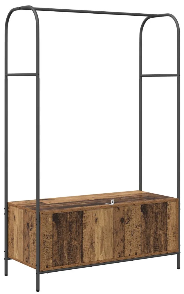ruhaszárító polcokkal régi fából 100x44x160 cm