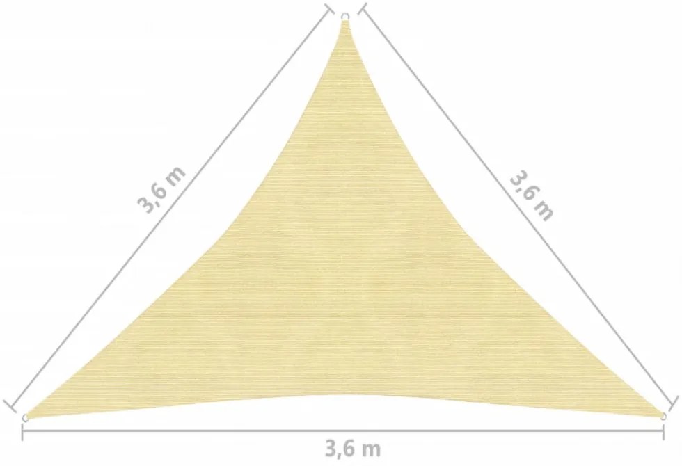 3,6x3,6x3,6 m háromszög alakú bézs HDPE napernyő