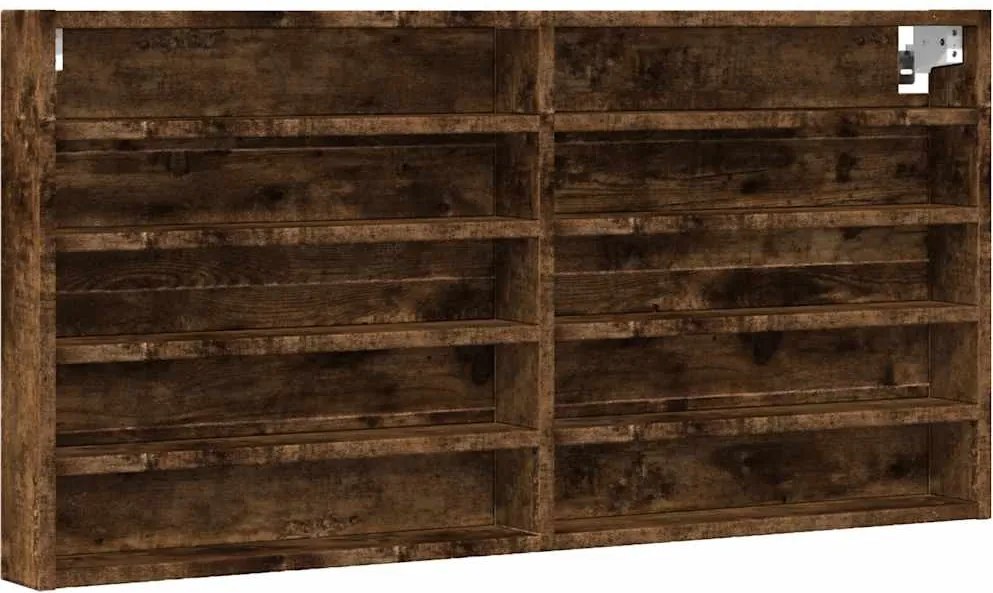 vidaXL füstös tölgy színű szerelt fa vitrinszekrény 100 x 8,5 x 50 cm