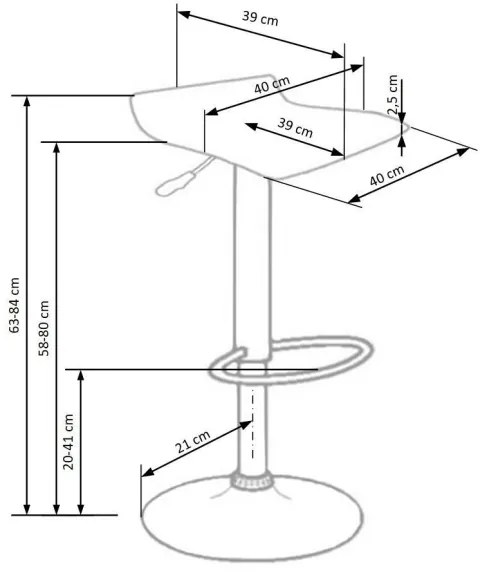 Bárszék 84x40 cm fekete/krom