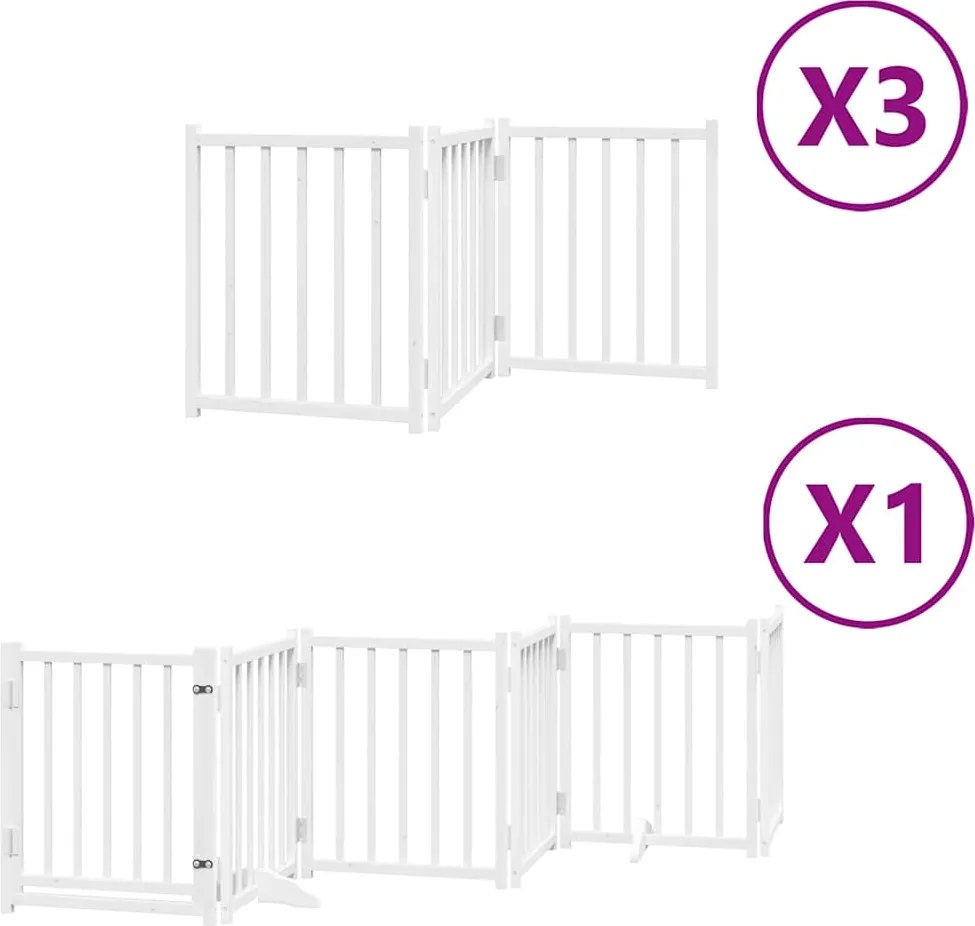 vidaXL fehér nyárfa 15 paneles összecsukható kutyakapu ajtóval 750 cm