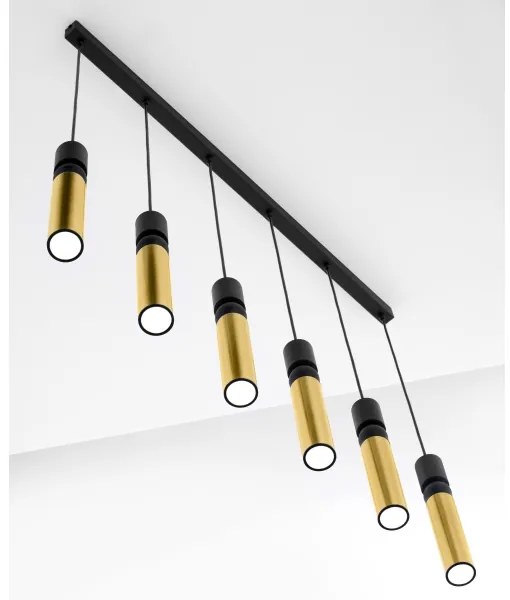 Jupiter 2008 - Csillár zsinóron ALAS 6xGU10/10W/230V arany/fekete