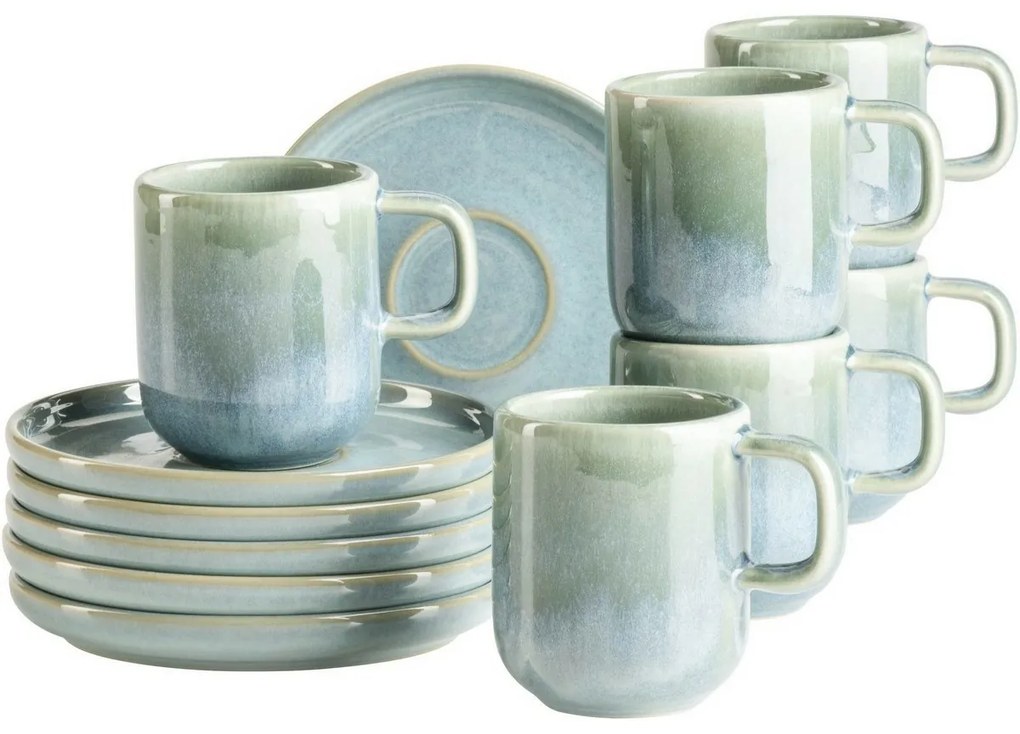 Mäser Espressócsésze-készlet alátétekkel CordeliaAtacama Green, 6+6 db