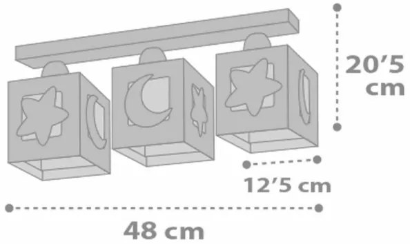 Dalber 63233NE - Gyerek mennyezeti lámpa MOONLIGHT 3xE27/60W/230V