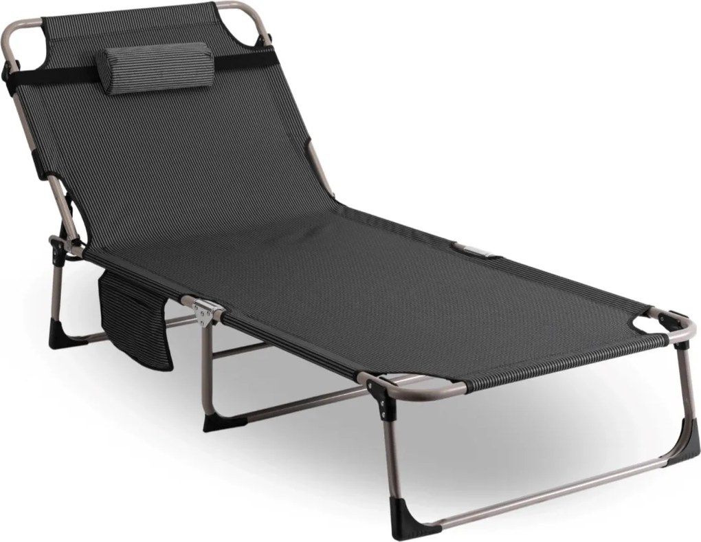 Napozóágy, kárpitozott kerti pihenőágy szürke színben. VENUS