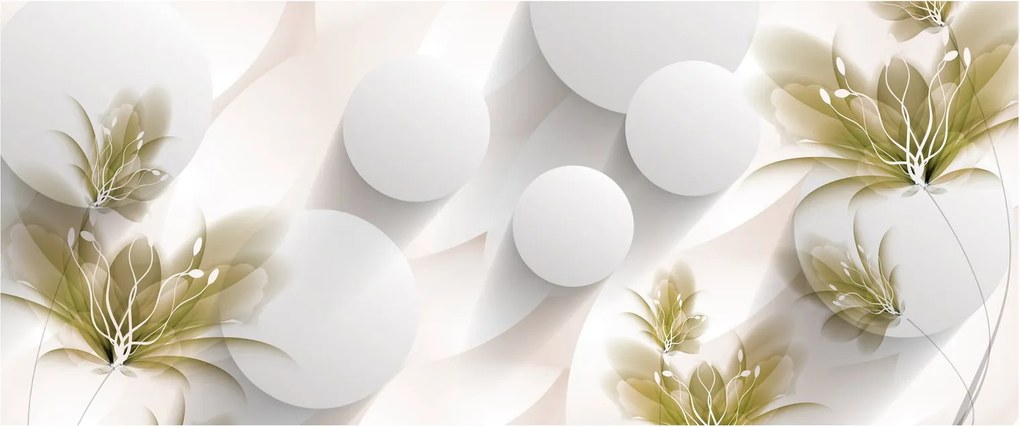 Kép - 3D körök virágokkal (120x50 cm)